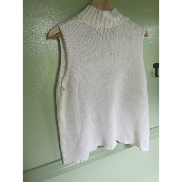 Marsh Landing Women's Mock Neck sleeveless vest Sweater White L coastal beach - Picture 6 of 9